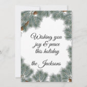 kerstboomkardinaal Nuthatch Chickadee Pine Feestdagenkaart (Achterkant)