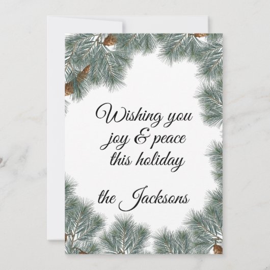 kerstboomkardinaal Nuthatch Chickadee Pine Feestdagenkaart (Achterkant)