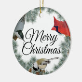 kerstboomkardinaal Nuthatch Chickadee Pine Keramisch Ornament (Links)