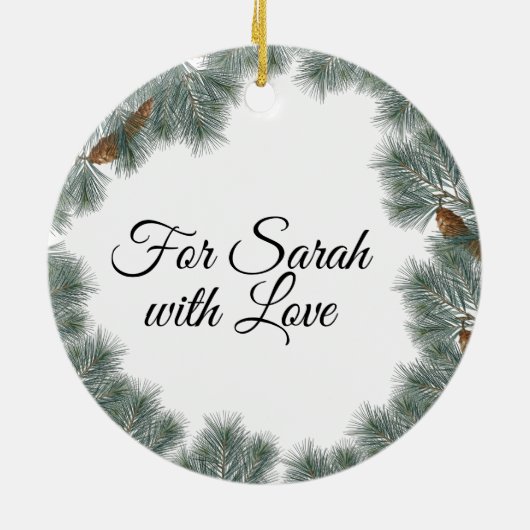 kerstboomkardinaal Nuthatch Chickadee Pine Keramisch Ornament (Achterkant)