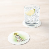 kerstboomkat en muis met klein Star-chassis Ronde Kartonnen Onderzetter (Insitu)