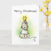 kerstboomkat en muis met ster kaart (Gele Bloem)