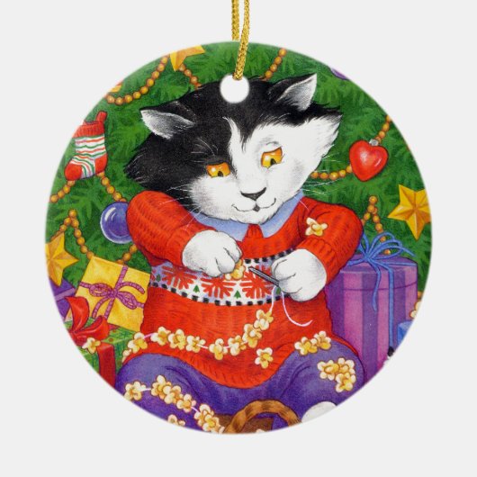 kerstboomkat keramisch ornament (Voorkant)