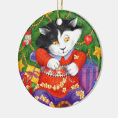 kerstboomkat keramisch ornament (Links)