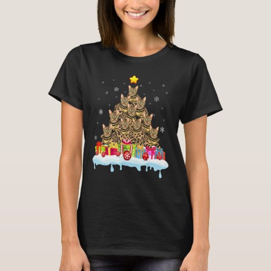 kerstboomkat met bengaalse kat t-shirt (Voorkant)