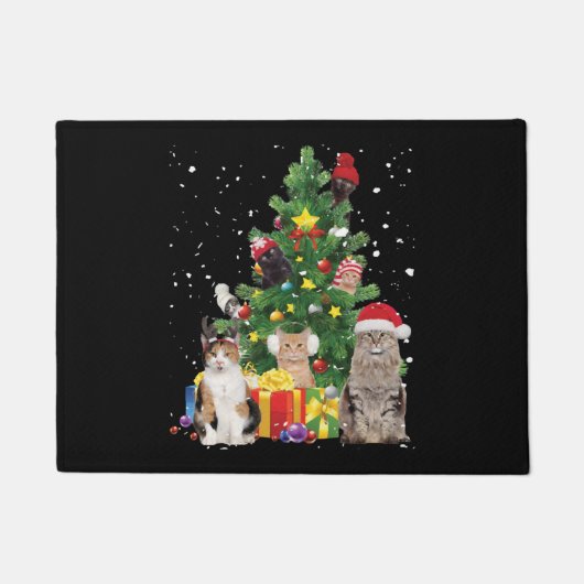kerstboomkatten - kattekersttrui deurmat (Voorkant)