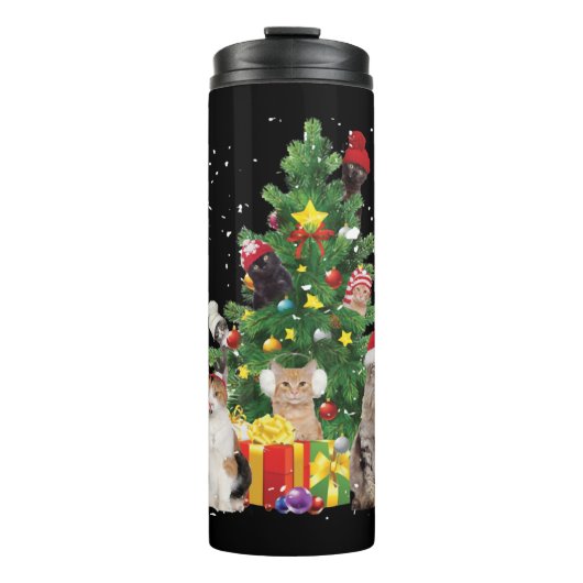 kerstboomkatten - kattekersttrui thermosbeker (Voorkant)