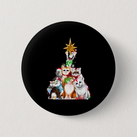 kerstboomkatten ronde button 5,7 cm (Voorkant)