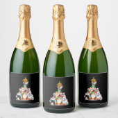 kerstboomkatten sparkling wijnetiket (Flessen)