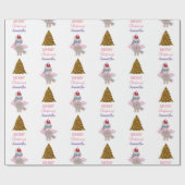 kerstboomkerstboom met kerstmis unicorn Santa Hat  Cadeaupapier (Vlak)