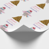 kerstboomkerstboom met kerstmis unicorn Santa Hat  Cadeaupapier (Hoek)