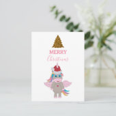 kerstboomkerstboom met kerstmis unicorn Santa Hat Feestdagenkaart (Staand voorkant)