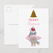 kerstboomkerstboom met kerstmis unicorn Santa Hat Feestdagenkaart (Voorkant / Achterkant)