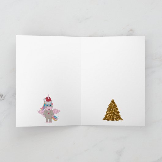 kerstboomkerstboom met kerstmis unicorn Santa Hat  Kaart (Binnen)