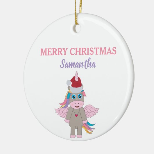 kerstboomkerstboom met kerstmis unicorn Santa Hat  Keramisch Ornament (Links)