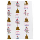 kerstboomkerstboom met kerstmis unicorn Santa Hat Medium Cadeauzakje (Achterkant)