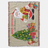 Kerstboomkerstkerstman en Elves Naam cadeautje toe Deken (Voorkant Verticaal)