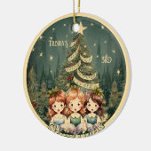 Kerstboomkinderen zingen Carolers Keramisch Ornament (Links)
