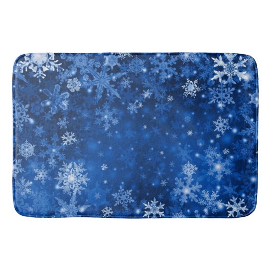 kerstboomkleed/blauw Snowflakes Badmat (Voorkant)