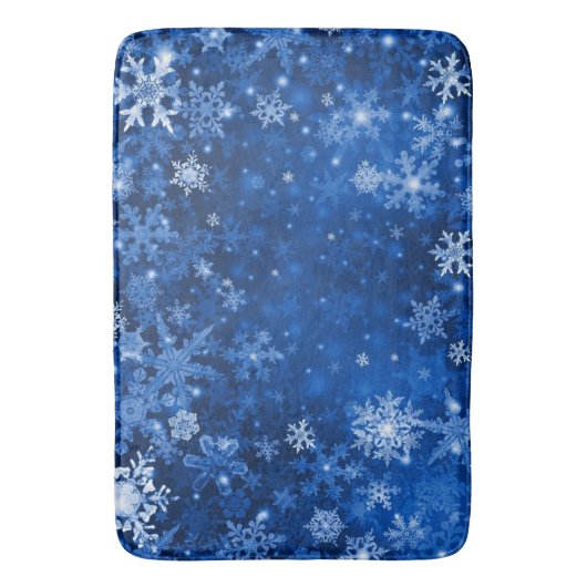 kerstboomkleed/blauw Snowflakes Badmat (Voorkant Verticaal)