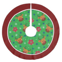 Kerstboomkleed met rendieren en sneeuwvlokken