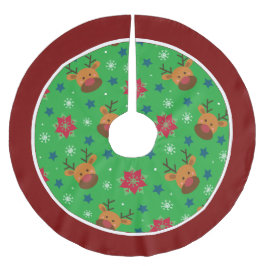 Kerstboomkleed met rendieren en sneeuwvlokken kerstboom rok