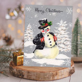  kerstboomkleed met Retro-kerstsnowman Feestdagenkaart