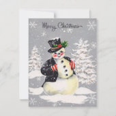  kerstboomkleed met Retro-kerstsnowman Feestdagenkaart (Voorkant)
