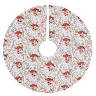 Kerstboomkleed van geborsteld polyester in vintage kerstboom rok