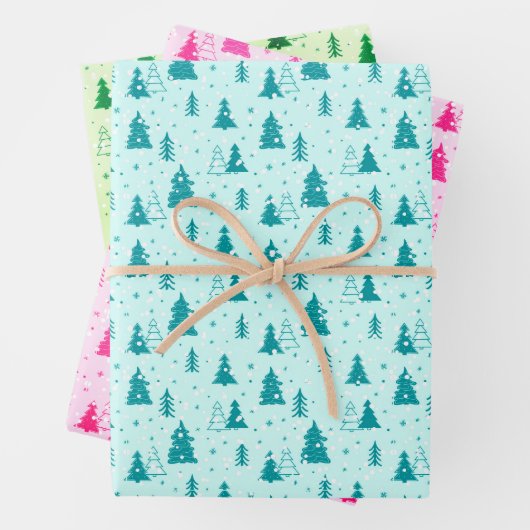 kerstboomklep Baby Blauw Roze Groen elegant Inpakpapier Vel (In situ)