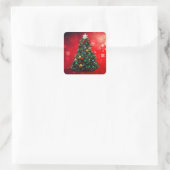 kerstboomklep vierkante sticker (Tas)