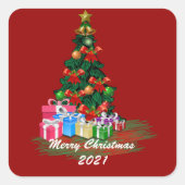 kerstboomklep vierkante sticker (Voorkant)