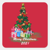 kerstboomklep vierkante sticker (Voorkant)