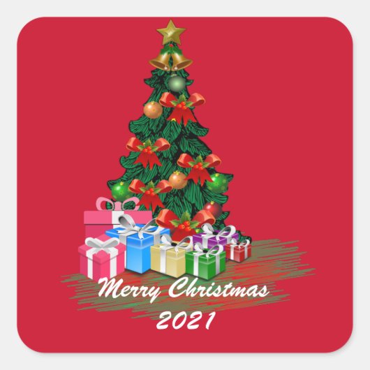 kerstboomklep vierkante sticker (Voorkant)