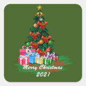 kerstboomklep vierkante sticker (Voorkant)