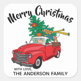 kerstboomklep - Winkeletiket voor dachshund Vierkante Sticker