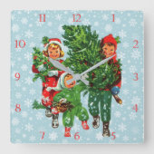 Kerstboomklok ophalen vierkante klok (Voorkant)