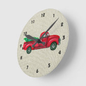  kerstboomklok rond met rode vrachtwagen ronde klok (Hoek)