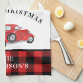  kerstboomklooster met Red Truck Theedoek (Quarter Fold)