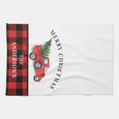  kerstboomklooster met Red Truck Theedoek (Horizontaal)