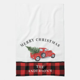  kerstboomklooster met Red Truck Theedoek