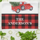  kerstboomklooster met Red Truck Theedoek (Gevouwen)