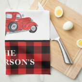  kerstboomklooster met Red Truck Theedoek (Quarter Fold)