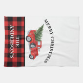  kerstboomklooster met Red Truck Theedoek (Horizontaal)