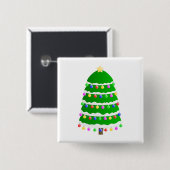 Kerstboomknipkunst Vierkante Button 5,1 Cm (Voorkant /achterkant)