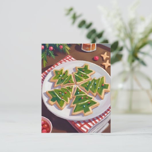 kerstboomkoekjes feestdagenkaart (Staand voorkant)