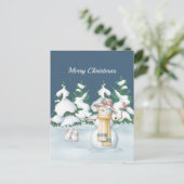 kerstboomkonijnen Waterverf Feestdagenkaart (Staand voorkant)
