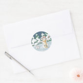 kerstboomkonijnen Waterverf Ronde Sticker (Envelop)