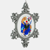 kerstboomkoning krab en cadeautjes Ontworpen Tin Sneeuwvlok Ornament (Links)