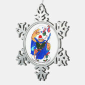kerstboomkoning krab en cadeautjes Ontworpen Tin Sneeuwvlok Ornament (Rechts)